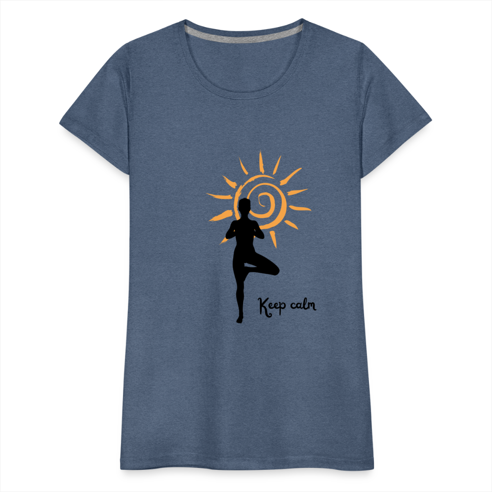 Frauen Premium T-Shirt - Keep calm - Blau meliert