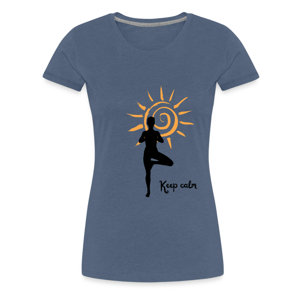 Frauen Premium T-Shirt - Keep calm - Blau meliert