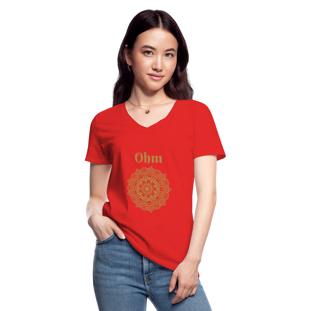 Klassisches Frauen-T-Shirt mit V-Ausschnitt - Ohm - Rot