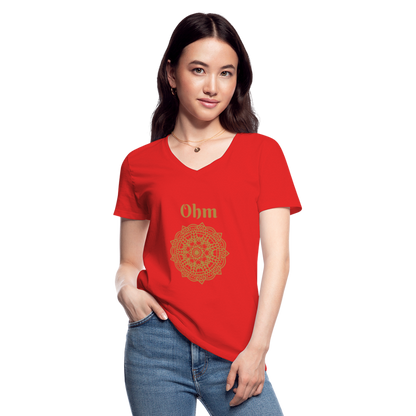 Klassisches Frauen-T-Shirt mit V-Ausschnitt - Ohm - Rot