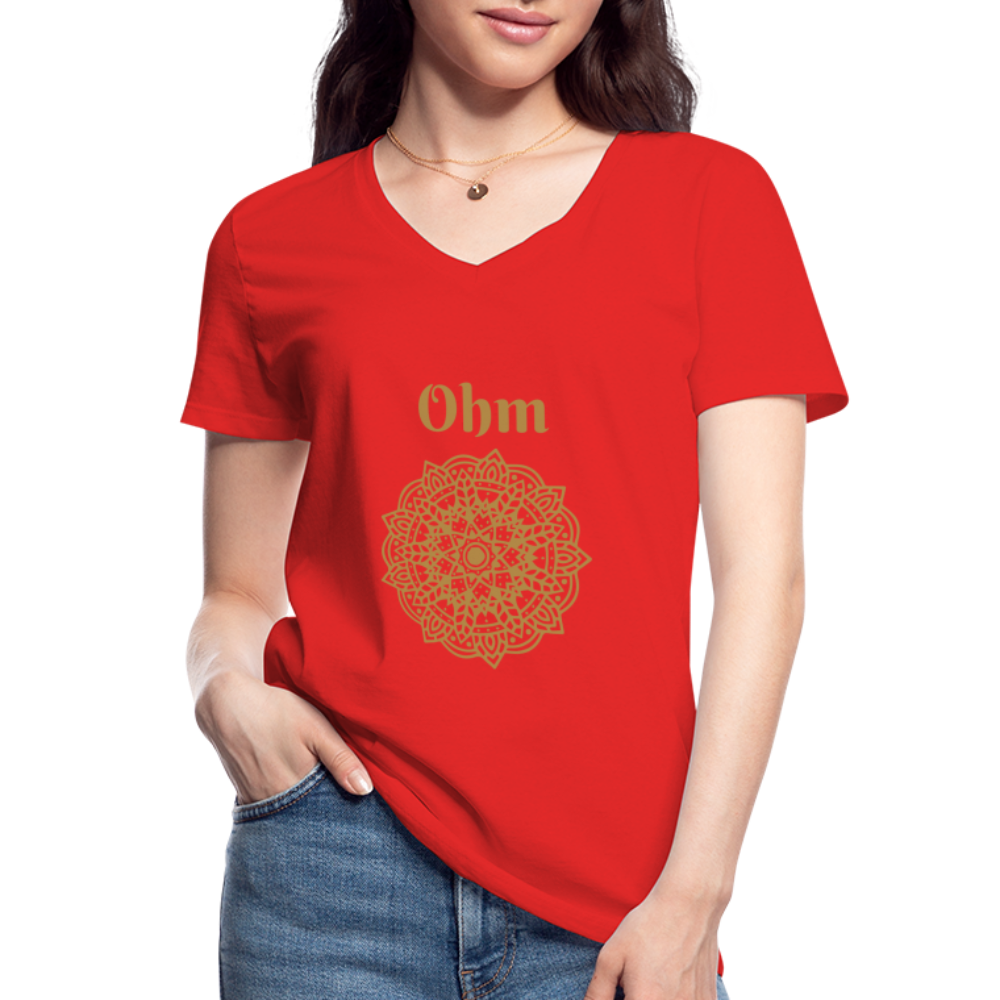 Klassisches Frauen-T-Shirt mit V-Ausschnitt - Ohm - Rot