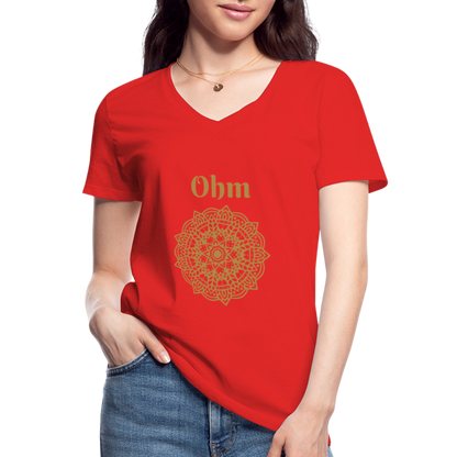 Klassisches Frauen-T-Shirt mit V-Ausschnitt - Ohm - Rot