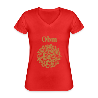 Klassisches Frauen-T-Shirt mit V-Ausschnitt - Ohm - Rot