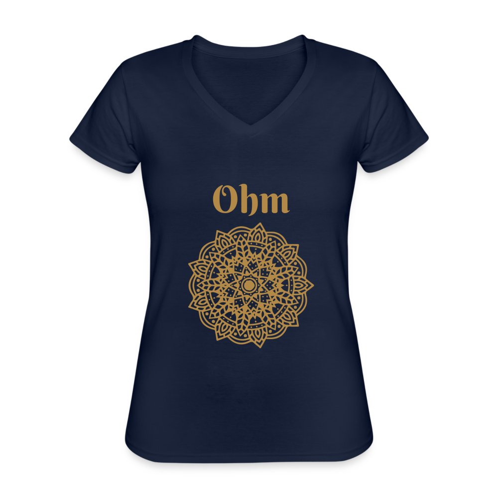 Klassisches Frauen-T-Shirt mit V-Ausschnitt - Ohm - Navy