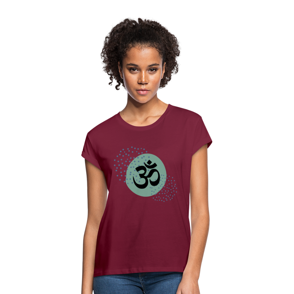 Frauen Oversize T-Shirt - Om - Bordeaux