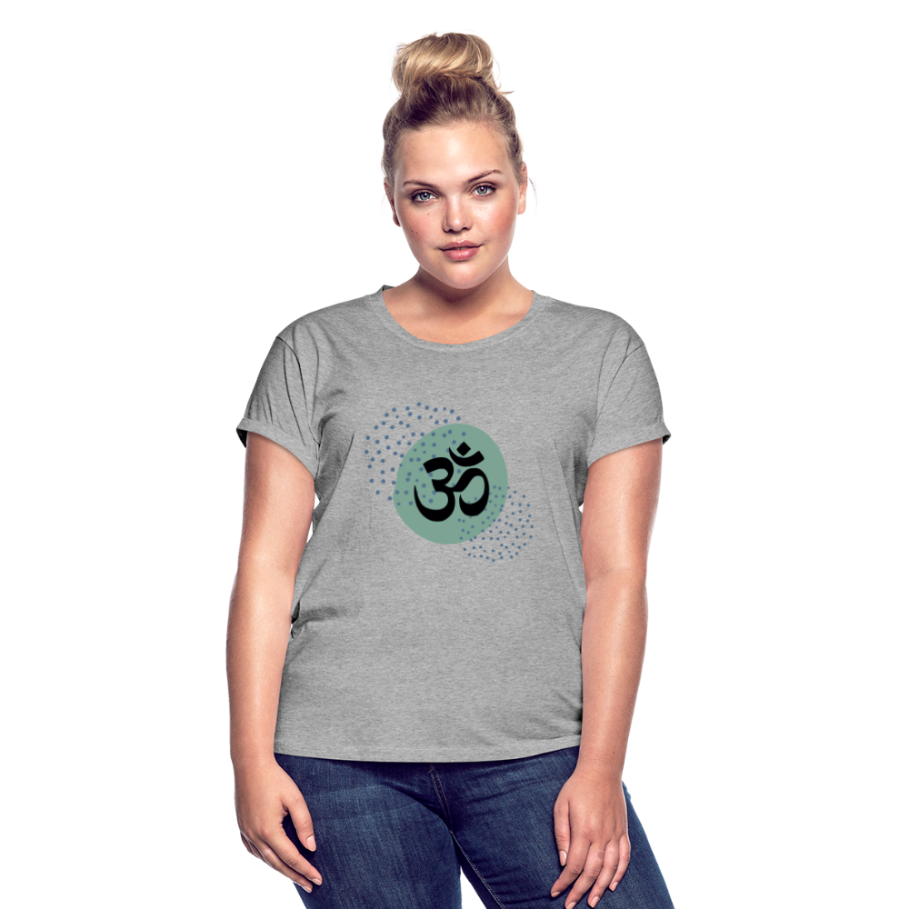 Frauen Oversize T-Shirt - Om - Grau meliert