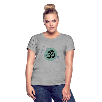 Frauen Oversize T-Shirt - Om - Grau meliert