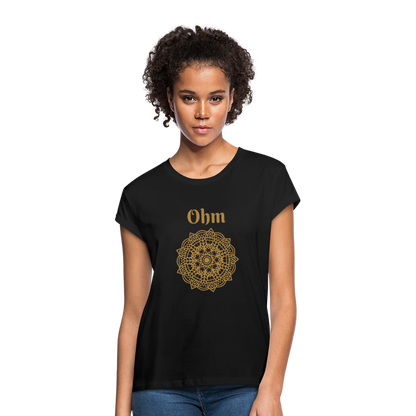 Frauen Oversize T-Shirt - Ohm - Schwarz