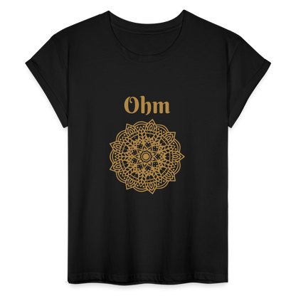 Frauen Oversize T-Shirt - Ohm - Schwarz