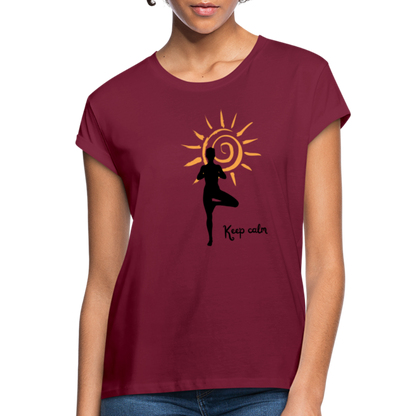 Frauen Oversize T-Shirt - Keep calm - Bordeaux