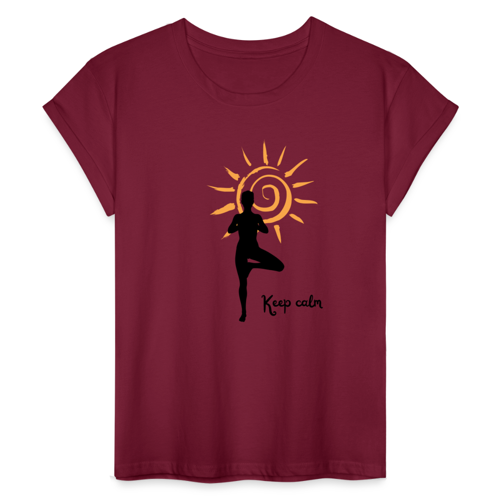 Frauen Oversize T-Shirt - Keep calm - Bordeaux