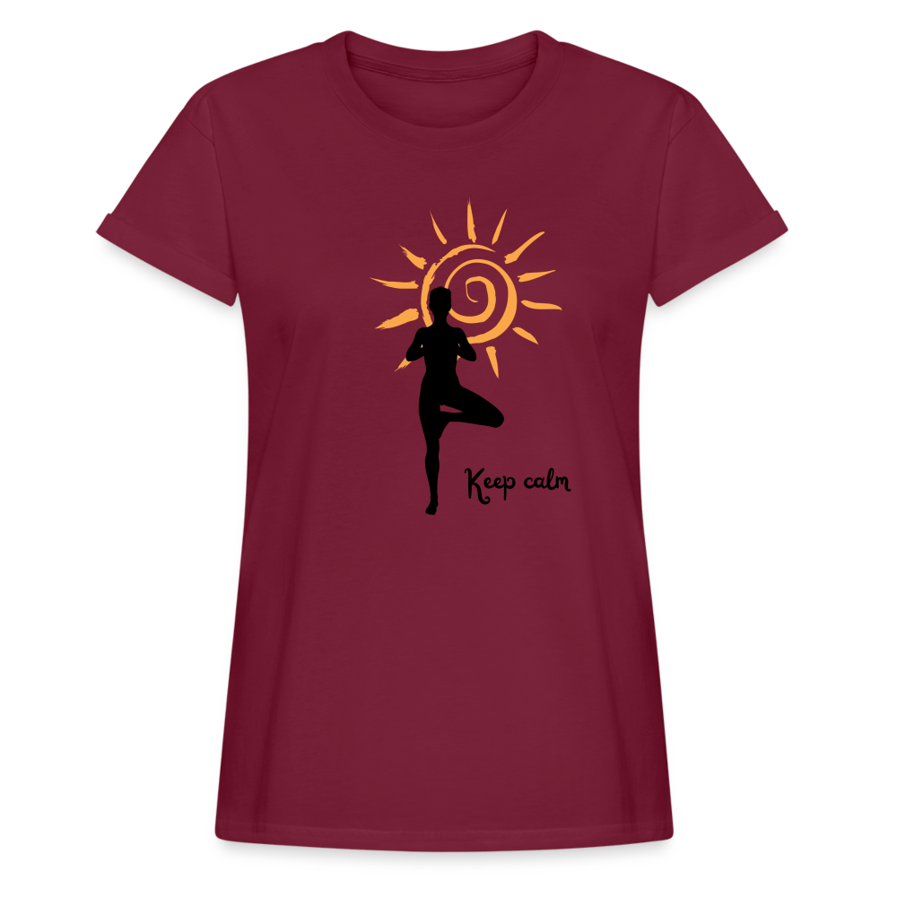 Frauen Oversize T-Shirt - Keep calm - Bordeaux