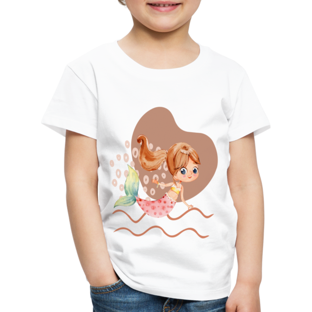 Kinder Premium T-Shirt - Meerjungfrau Herz - weiß