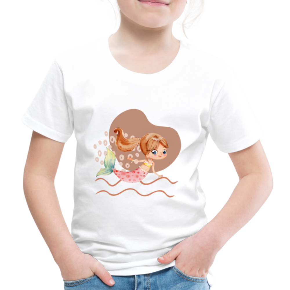 Kinder Premium T-Shirt - Meerjungfrau Herz - weiß