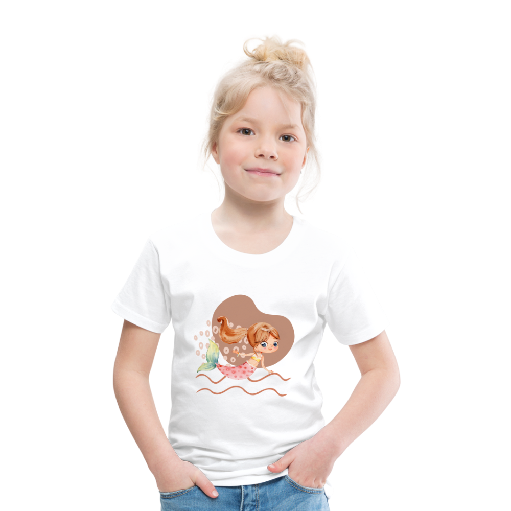 Kinder Premium T-Shirt - Meerjungfrau Herz - weiß