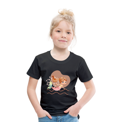 Kinder Premium T-Shirt - Meerjungfrau Herz - Schwarz