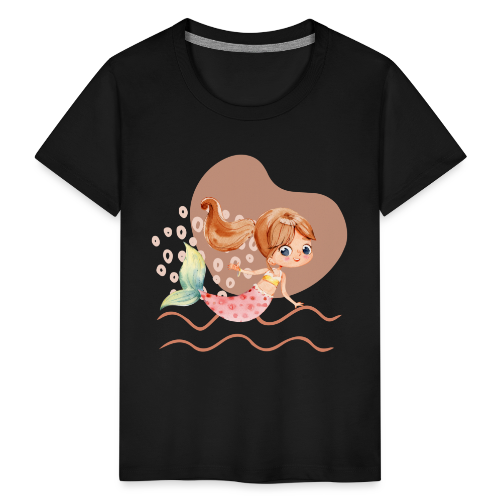 Kinder Premium T-Shirt - Meerjungfrau Herz - Schwarz