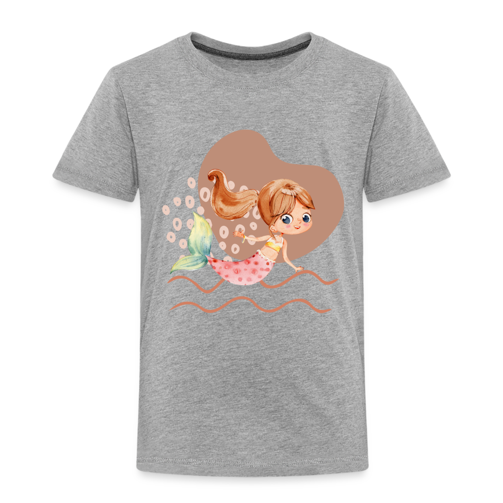 Kinder Premium T-Shirt - Meerjungfrau Herz - Grau meliert