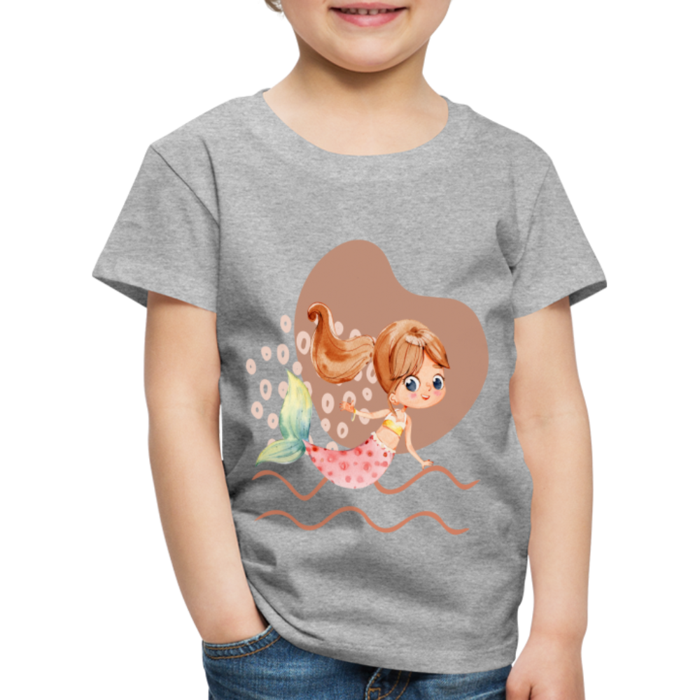 Kinder Premium T-Shirt - Meerjungfrau Herz - Grau meliert