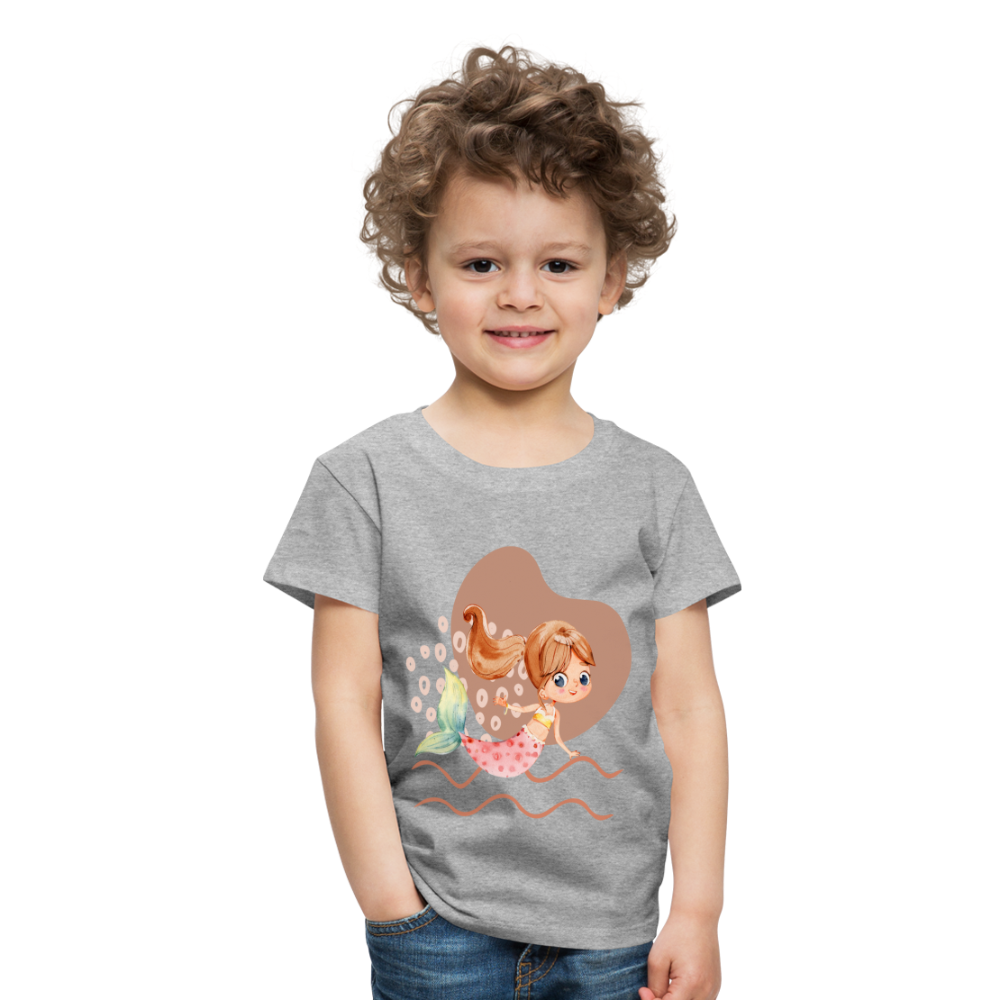 Kinder Premium T-Shirt - Meerjungfrau Herz - Grau meliert