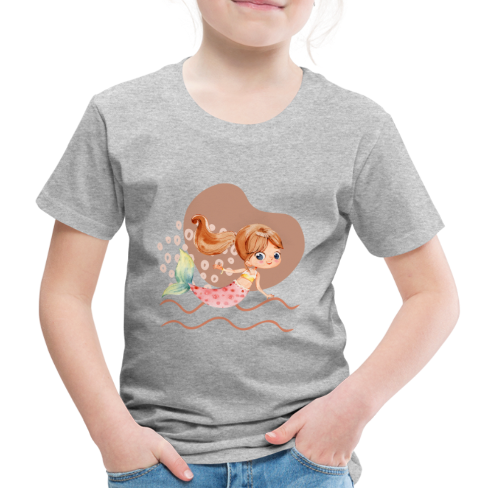 Kinder Premium T-Shirt - Meerjungfrau Herz - Grau meliert