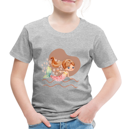 Kinder Premium T-Shirt - Meerjungfrau Herz - Grau meliert