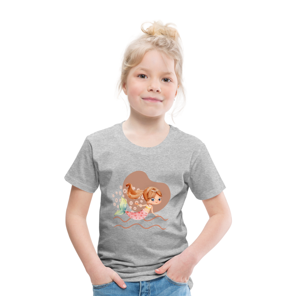 Kinder Premium T-Shirt - Meerjungfrau Herz - Grau meliert