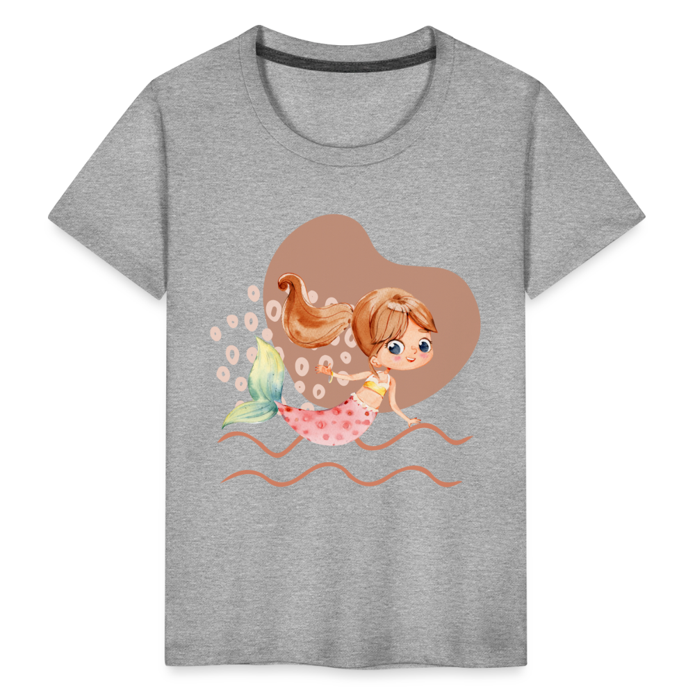 Kinder Premium T-Shirt - Meerjungfrau Herz - Grau meliert