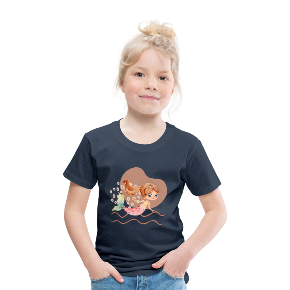 Kinder Premium T-Shirt - Meerjungfrau Herz - Navy