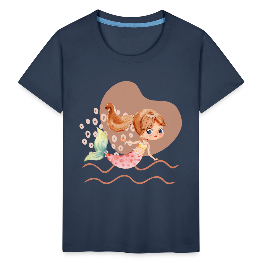 Kinder Premium T-Shirt - Meerjungfrau Herz - Navy