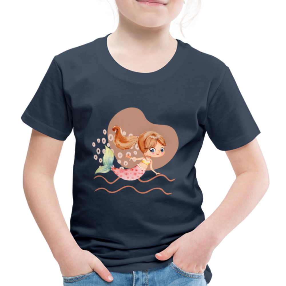 Kinder Premium T-Shirt - Meerjungfrau Herz - Navy