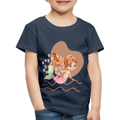 Kinder Premium T-Shirt - Meerjungfrau Herz - Navy