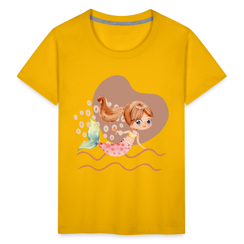 Kinder Premium T-Shirt - Meerjungfrau Herz - Sonnengelb