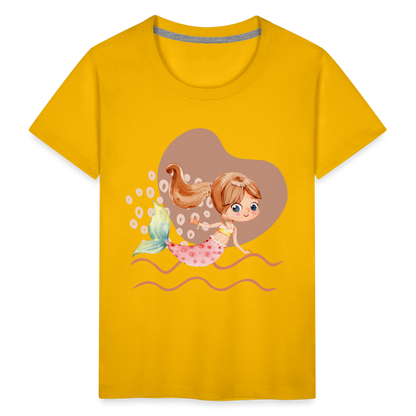 Kinder Premium T-Shirt - Meerjungfrau Herz - Sonnengelb