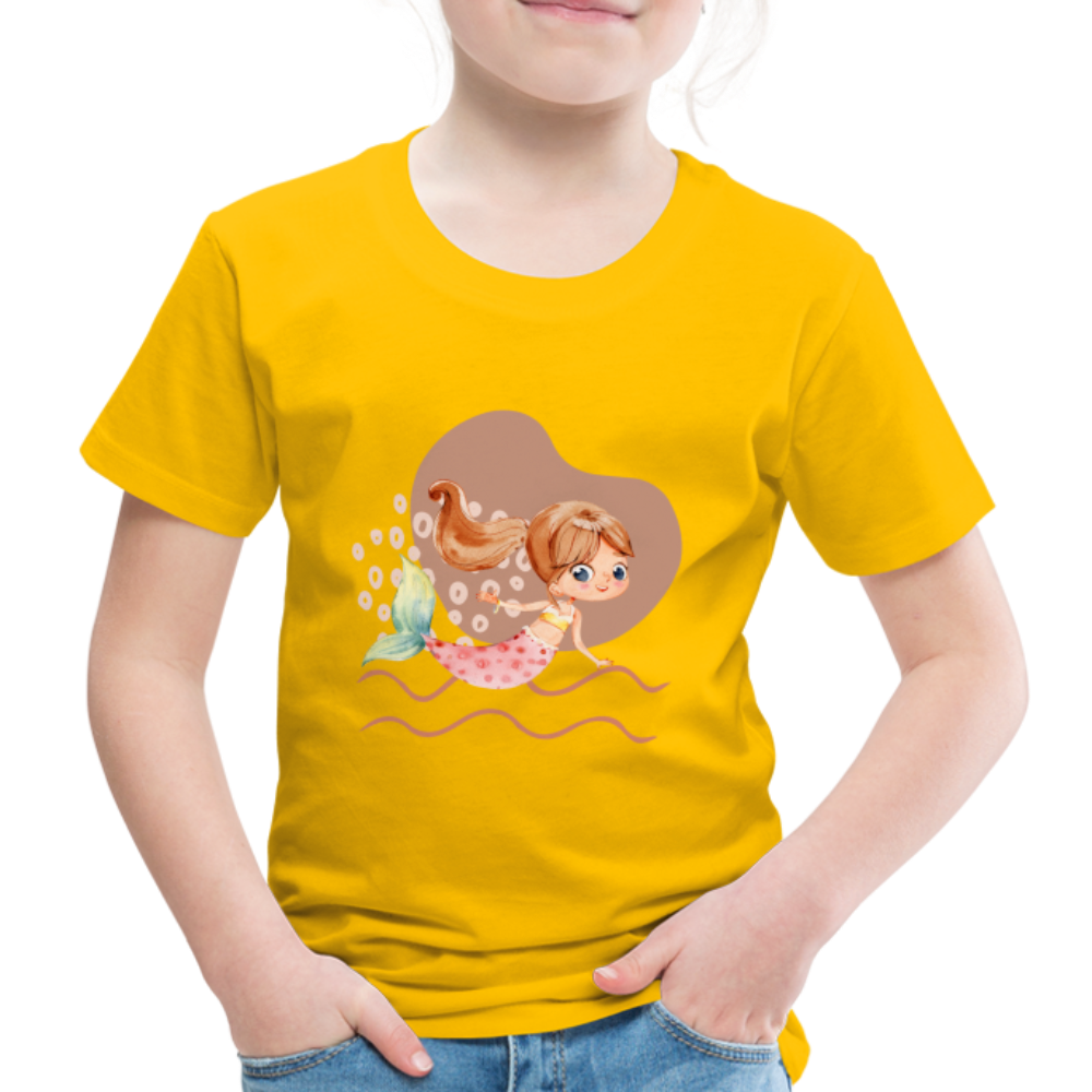 Kinder Premium T-Shirt - Meerjungfrau Herz - Sonnengelb