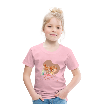 Kinder Premium T-Shirt - Meerjungfrau Herz - Hellrosa