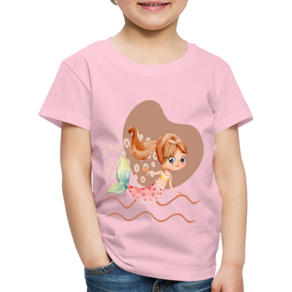 Kinder Premium T-Shirt - Meerjungfrau Herz - Hellrosa