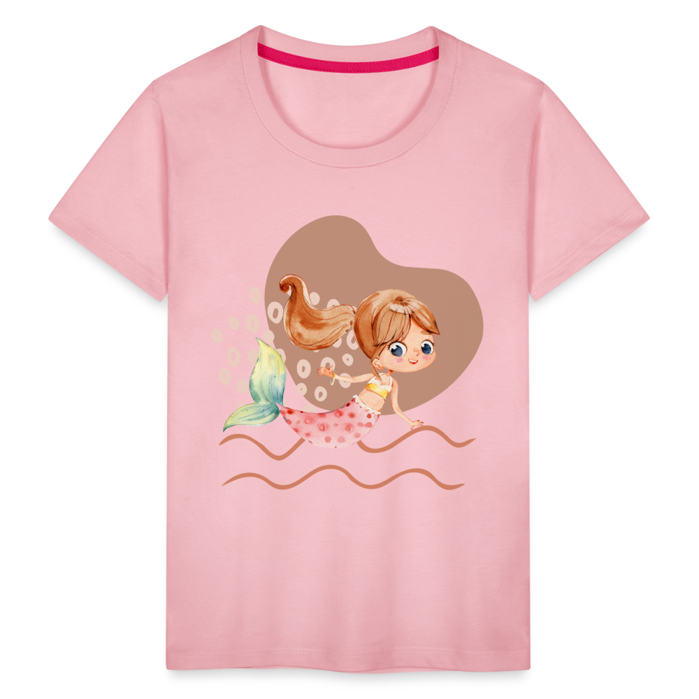 Kinder Premium T-Shirt - Meerjungfrau Herz - Hellrosa