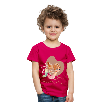 Kinder Premium T-Shirt - Meerjungfrau Herz - dunkles Pink