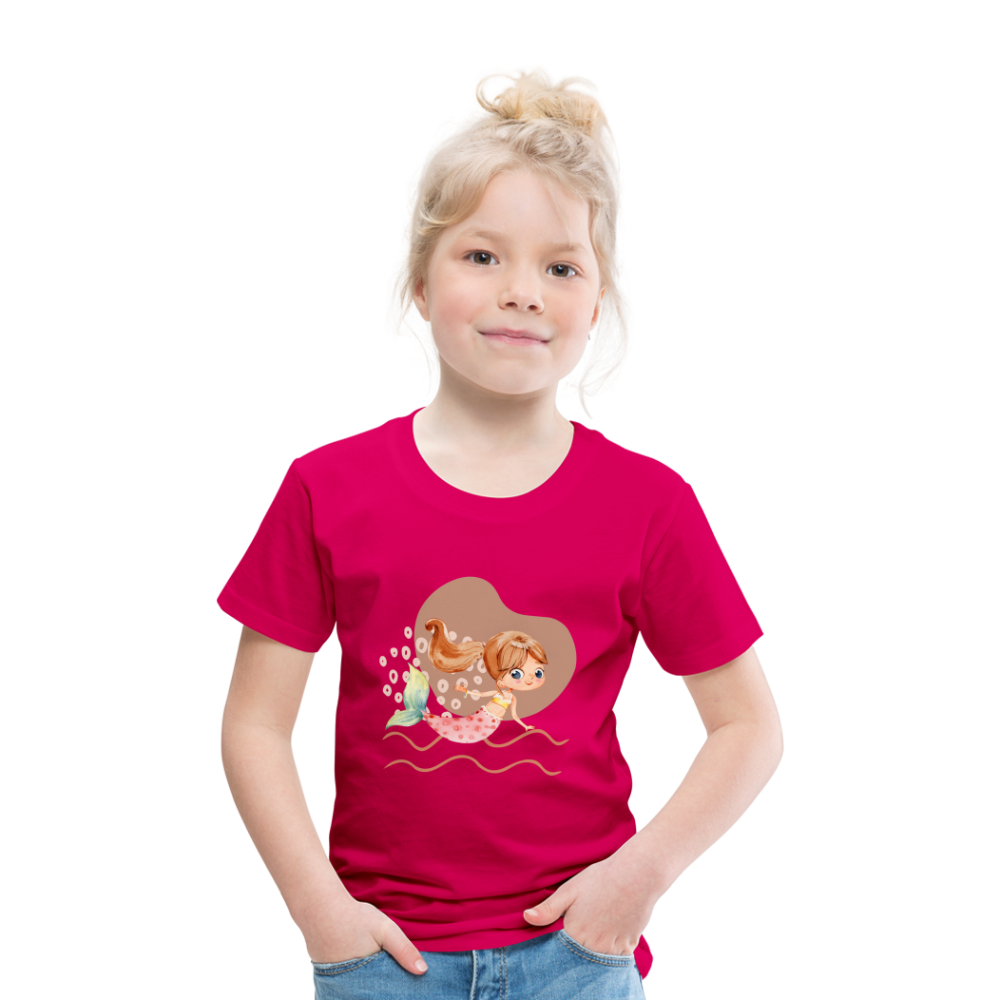 Kinder Premium T-Shirt - Meerjungfrau Herz - dunkles Pink