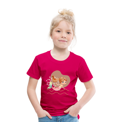 Kinder Premium T-Shirt - Meerjungfrau Herz - dunkles Pink