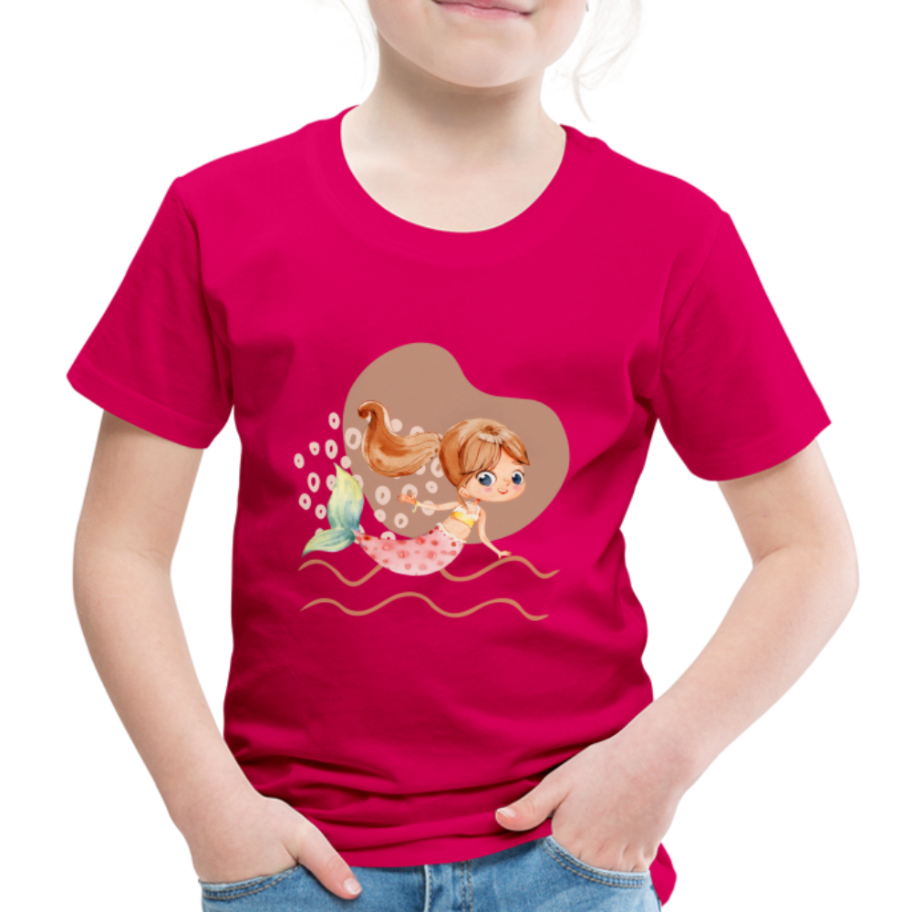 Kinder Premium T-Shirt - Meerjungfrau Herz - dunkles Pink