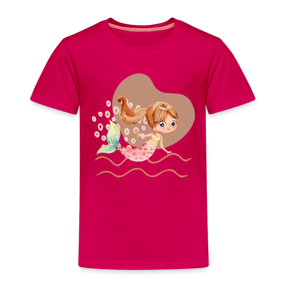 Kinder Premium T-Shirt - Meerjungfrau Herz - dunkles Pink