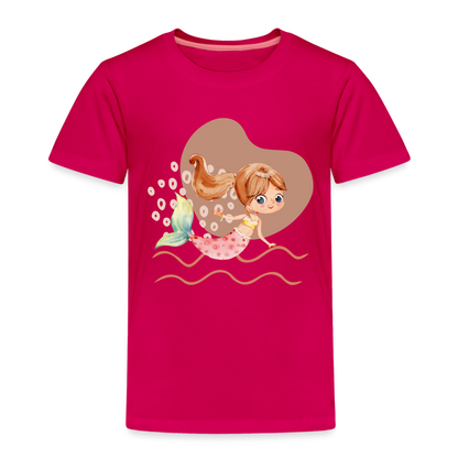 Kinder Premium T-Shirt - Meerjungfrau Herz - dunkles Pink