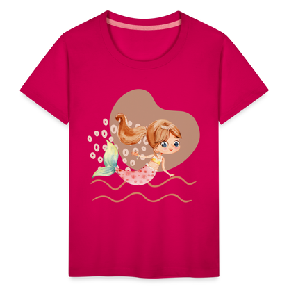 Kinder Premium T-Shirt - Meerjungfrau Herz - dunkles Pink