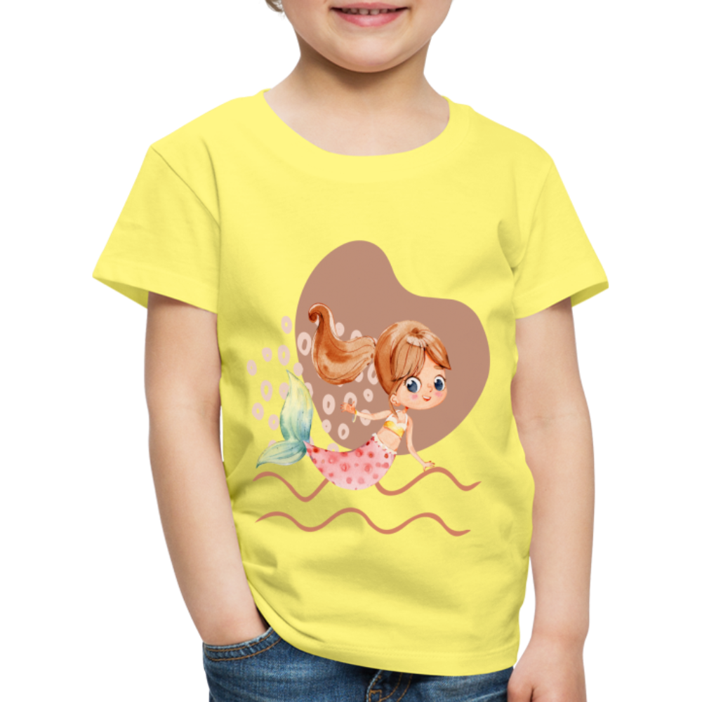 Kinder Premium T-Shirt - Meerjungfrau Herz - Gelb