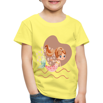 Kinder Premium T-Shirt - Meerjungfrau Herz - Gelb