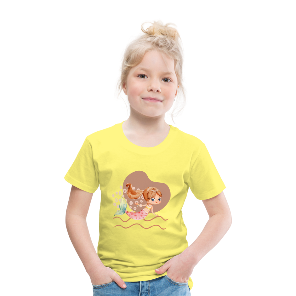 Kinder Premium T-Shirt - Meerjungfrau Herz - Gelb