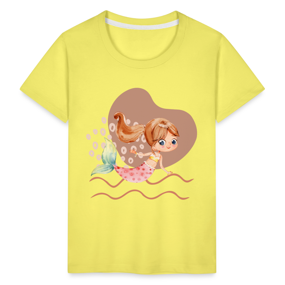 Kinder Premium T-Shirt - Meerjungfrau Herz - Gelb