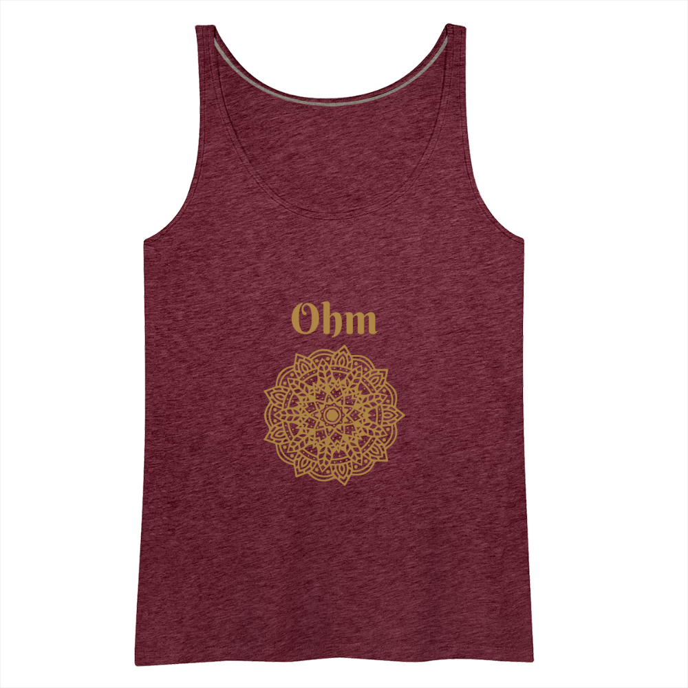 Frauen Premium Tank Top - Ohm - Bordeauxrot meliert